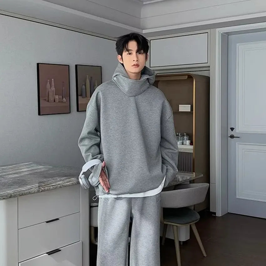 Solid Color Hoodies Men Women Japanese Loose Pullovers Sweatshirt Harajuku Detachable Neck Hoodie Autumn Spring Casual Overcoats Street King Limited