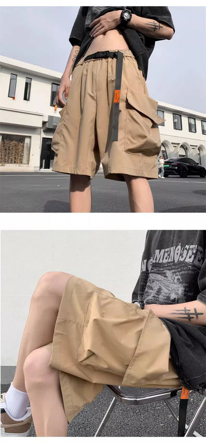 american functional cargo shorts for men 2024 summer multi pockets baggy gym short pants y2k streetwear bermuda shorts hombre unique cargo style 378