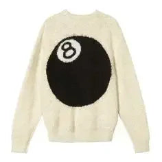 Hip Hop Heavyweight Brushed Billiard Black 8 Mohair Sweater Winter Large Sweater Knit Sweater High Street Loose Sweaters Street King Limited