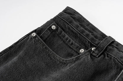 distressed micro rugged mud dyed boot cut jeans unisex straight y2k pantalones hombre casual washed denim pants oversized unique jeans style 1682