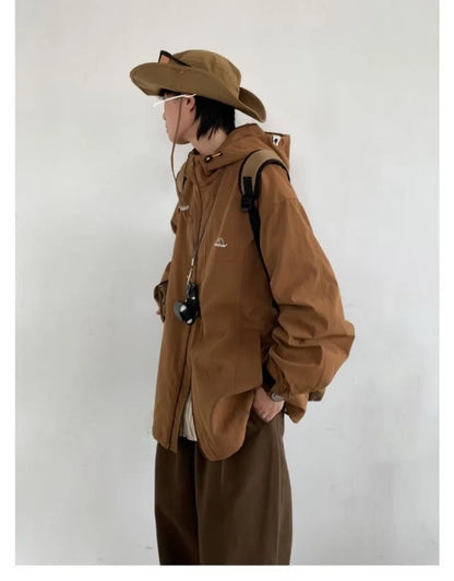 outdoor sports charging jacket mens 2024 spring japanese casual waterproof hooded trench coat multi pocket hiking windbreaker unique default style 2424