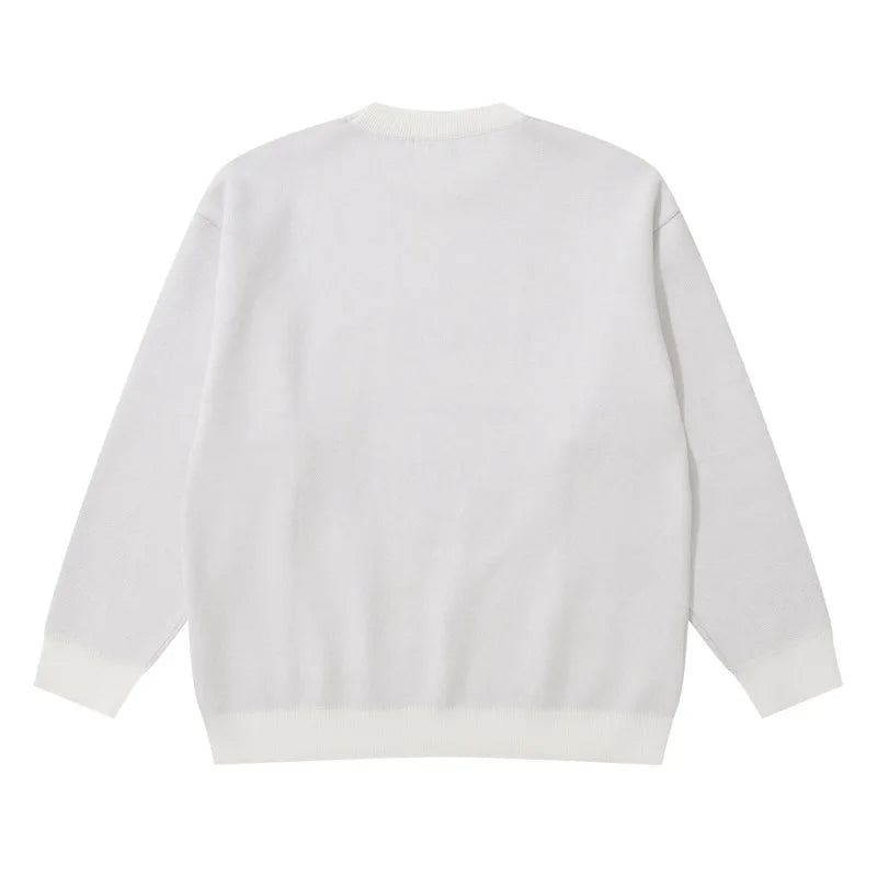 Hip Hop Anime Knitted Oversized Sweater Mens Autumn Winter O-neck Long Sleeve Pullover Streetwear New Loose Sweaters Clothing Street King Limited