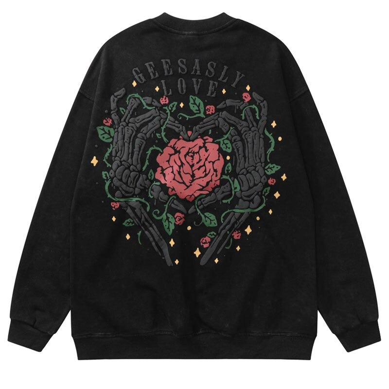 "Surrounded Love" Unisex Men Women Streetwear Graphic Sweatshirt Daulet Apparel