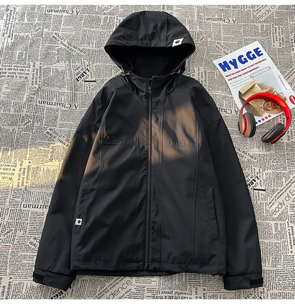 autumn spring casual mens outdoor jacket basic solid colour hooded windbreaker unisex coats waterproof male jackets unique default style 5136