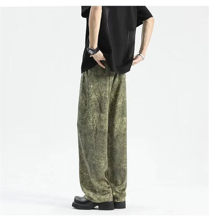2024 goth tie dye corduroy pants mens autumn baggy wide leg straight casual trousers women drawstring hip hop y2k sweatpants unique joggers style 1359