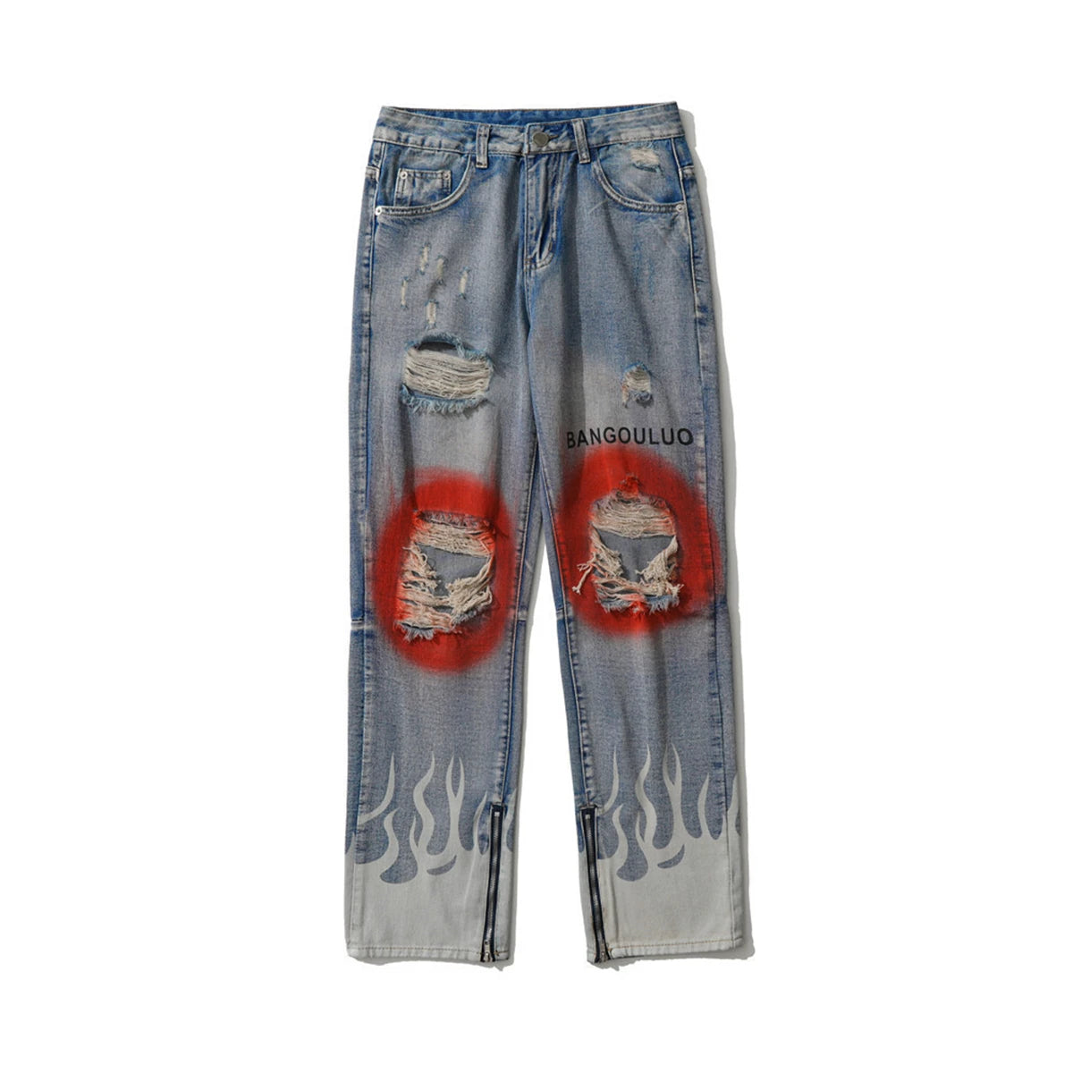 Men's Vintage Jeans 2023 New Ripped Holes Straight Denim Pants Streetwear Hip Hop Harajuku Jeans Trousers Street King Limited