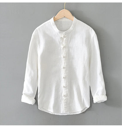Men's Shirt Vintage Cotton Linen Long Sleeve Shirt Spring Summer Autumn Loose Fashion Casual Blouse Male Plus Size Cardigan Top Street King Limited