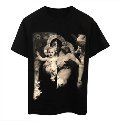 American large size trendy angel European and American printed short-sleeved T-shirt for male and female students trendy brand Street King Limited
