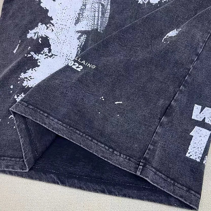 Hip-hop rap album featuring heroes and villains printed with short-sleeved shirts Street King Limited