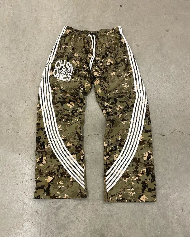 american high street fashion striped letter printed trousers men y2k harajuku retro personality casual oversized wide leg pants relaxed fit trousers