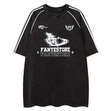Men T Shirts Striped Stitching Distressed Short Sleeve T-shirt Preppy Style Loose Couple Tees Harajuku Hip Hop Streetwear Tops Street King Limited