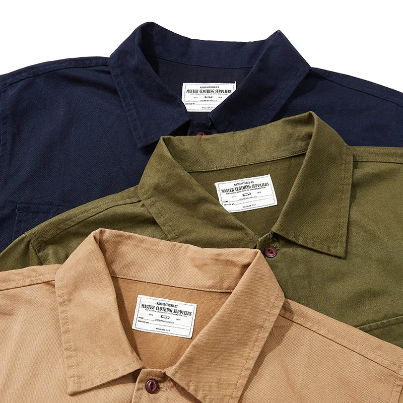 Amekaji Vintage Long Sleeve Cargo Shirt Men Kahki Lapel Multi-pocket Thick Tooling Shirt Autumn Engineer Workwear Cardigan Tops Street King Limited