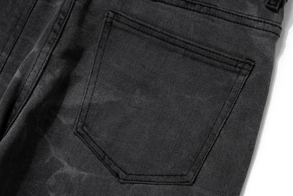 streetwear washed water wave patterned micro flared jeans for men straight pantalones hombre casual baggy denim trousers unique jeans style 4418
