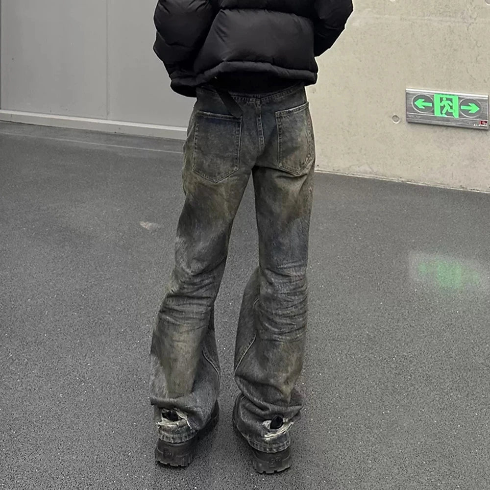 Harajuku Streetwear Washed Dirty Baggy Blue Jeans for Men and Women Straight Vintage Casual Denim Trousers Ropa Hombre Cargos Street King Limited