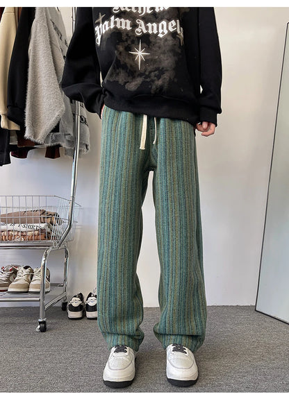high quality stripe plaid mens trousers baggy straight fashion classic padded autumn winter casual pants male plus size m 8xl unique default style 1150