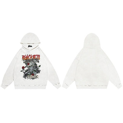 "Black Rose" Unisex Men Women Streetwear Graphic Hoodie Daulet Apparel