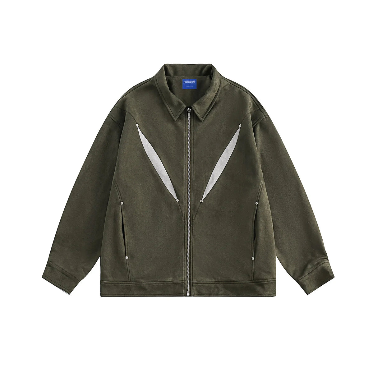 army green faux suede heavyweight jackets american street vintage outdoor jacket zipper lapel casual coats for men unique default style 5402