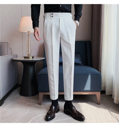 2024 High Quality Business Casual Draped High-waist Trousers Men Solid Color Formal Pants Male Formal Office Social Suit Pants Street King Limited