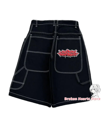 Wexwear Embroidery Shorts Skateboarding New Y2k Jeans Denim Baggy Harajuku Gym Basketball Shorts Men Letter Graphic Streetwear Street King Limited