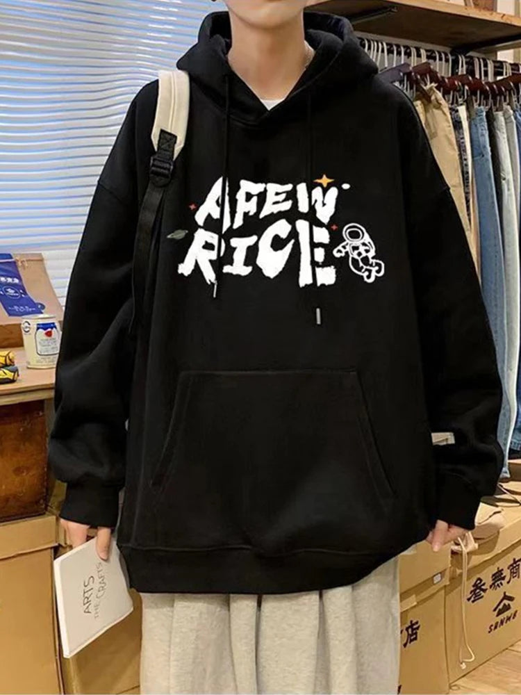New Cartoon Astronaut Printed Pullover Hoodies For Men Autumn Letter Streetwear Oversized Hooded Sweatshirts Y2K Hip Hop Hoody Street King Limited
