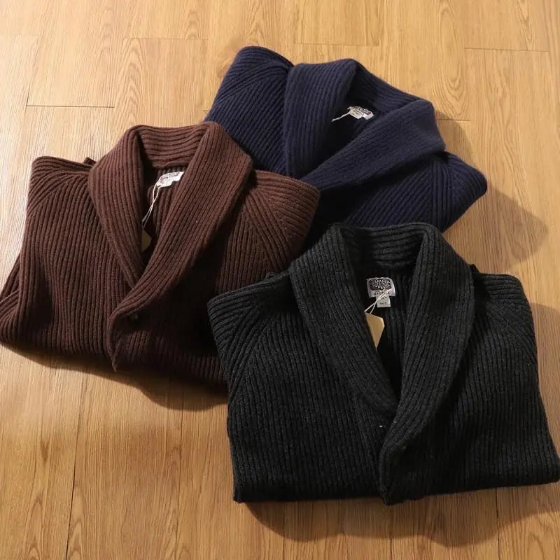 autumn and winter thicken cardigan sweater jackets for men classic british style retro green fruit collar coat streetwear clean everyday pants