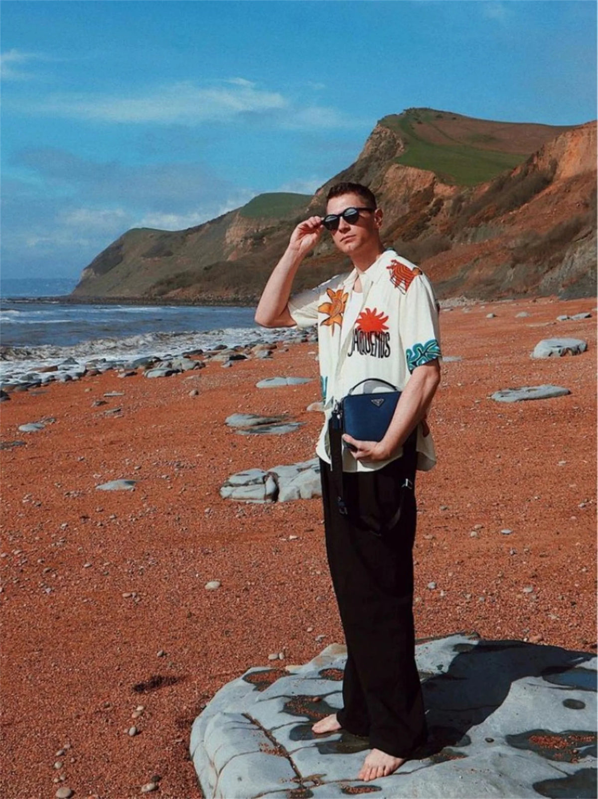 24SS Vintage Retro Starfish Direct Print High-Street Casual Beach Style Quality Short Sleeve Shirt Street King Limited