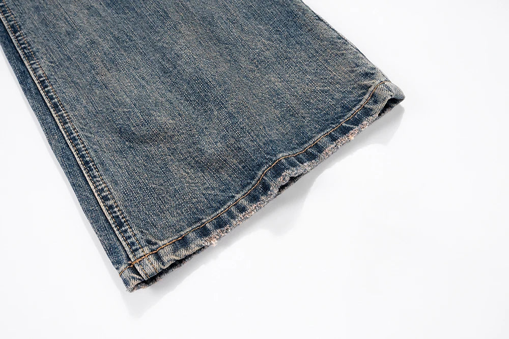 boot cut distressed micro rugged mud dyed jeans unisex straight y2k pantalones hombre casual washed denim pants oversized unique jeans style 1735