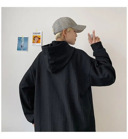 Retro knitted sweatshirt men's Japanese fashion brand ins spring and autumn hooded jacket Hong Kong style outer wear y2k top emo Street King Limited