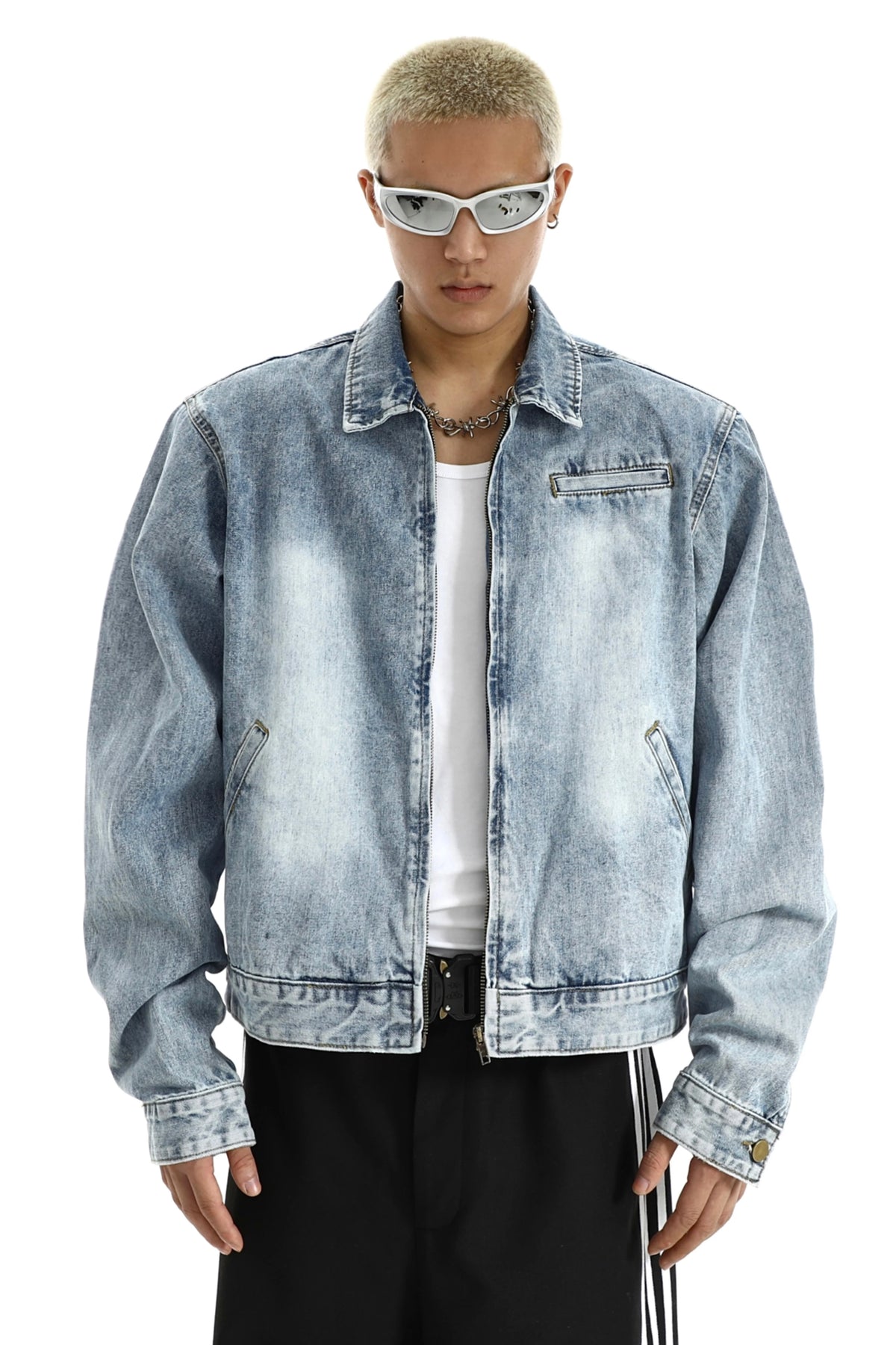wide shoulder harajuku denim jacket coat mens fashion hip hop distressed washed jeans outerwear casual streetwear jeans jackets unique jeans style 3978