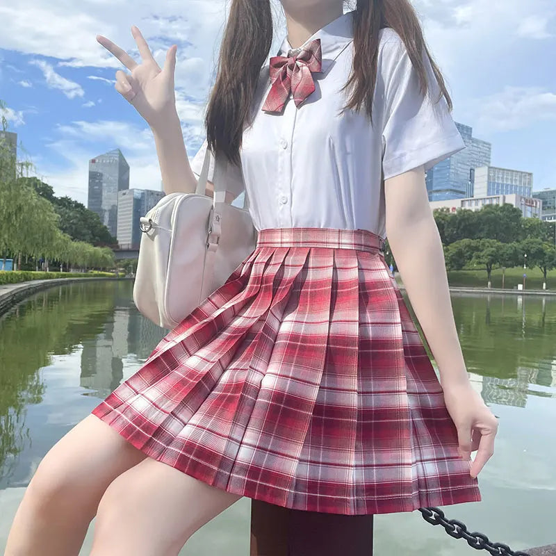 Jk Uniforms Gyaru School Uniform for Girl Student Pleated Skirt Uniform Set Women Short Sleeve Bow Tie Seifuku Japanese Style Street King Limited