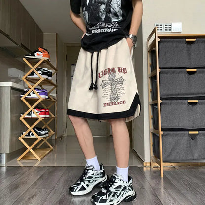 high street hip hop men and women summer personalized capris american trendy letter printing loose sports casual shorts y2k unique shorts style 4602