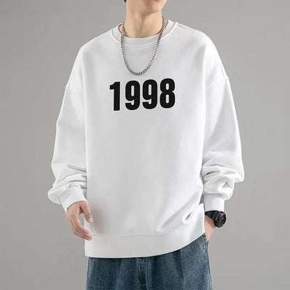 Trendy Korean Personality Simple Retro Sweatshirt for Boys 2024 New Spring and Autumn Ins American Sports Personality Youth Tops Street King Limited