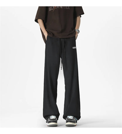 winter mens gray thickened straight leg sweatpants 2025 high street baggy drape pants korean fashion y2k casual trousers unique joggers style 138
