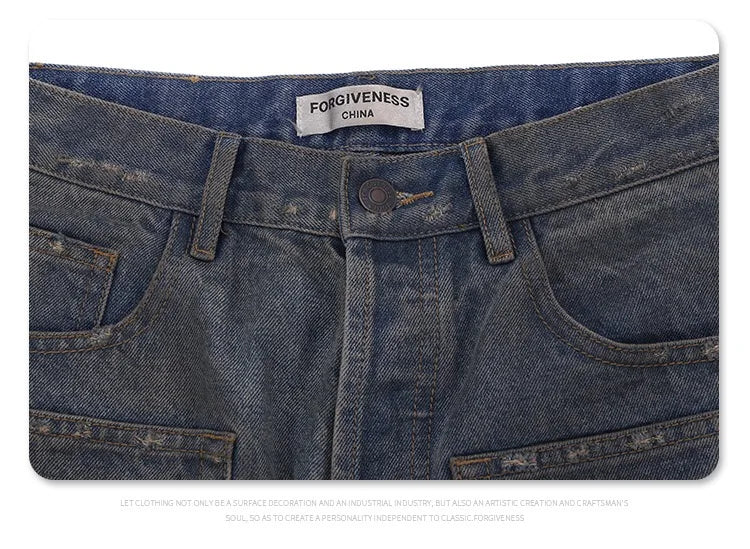 Cut Jeans with a mud-dye knife Street King Limited