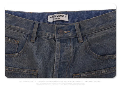 Cut Jeans with a mud-dye knife Street King Limited