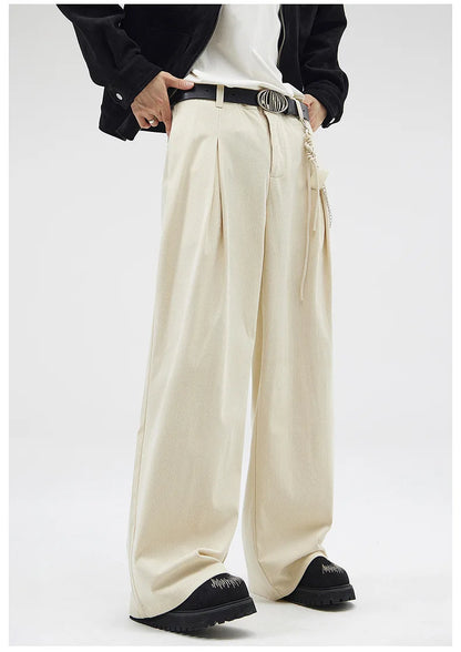 wide leg casual suit pants men japanese korean streetwear fashion loose cleanfit suit baggy pants cityboy long trousers unique default style 2046
