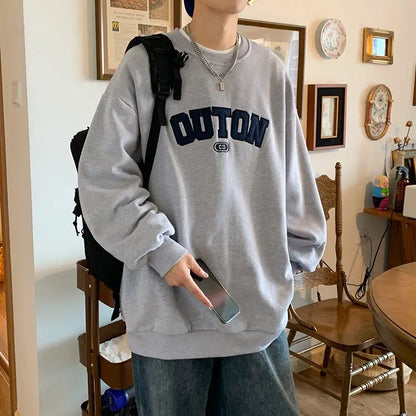 Trendy and Personalized Korean Round Neck Sweatshirt Men Spring Autumn New Y2K Thickened Trendy Brand Long-sleeved Top Jacket Street King Limited