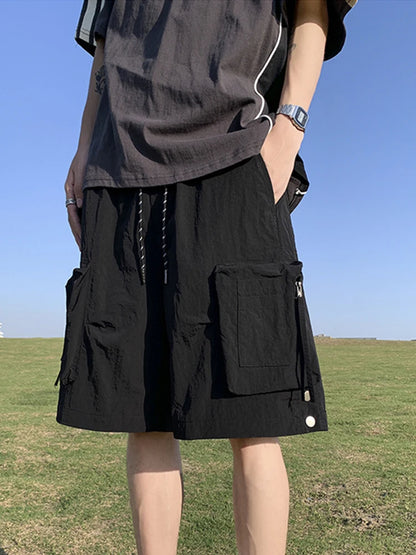 summer casual purple cargo shorts men high street drawstring pocket baggy short sweatpants y2k hip hop bermudas homme shorts unique joggers style 175