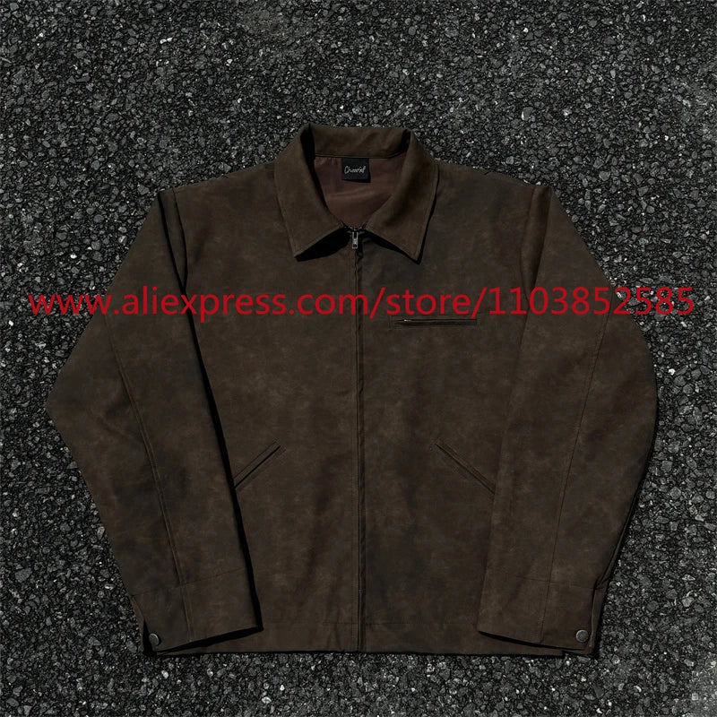 autumn and winter vintage long sleeved leather jacket american heavy duty motorcycle high street short style distressed lapel unique shorts style 1213