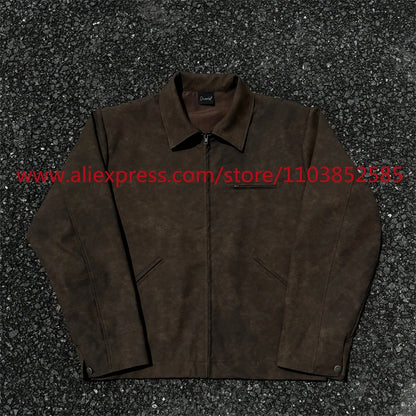 autumn and winter vintage long sleeved leather jacket american heavy duty motorcycle high street short style distressed lapel unique shorts style 1213