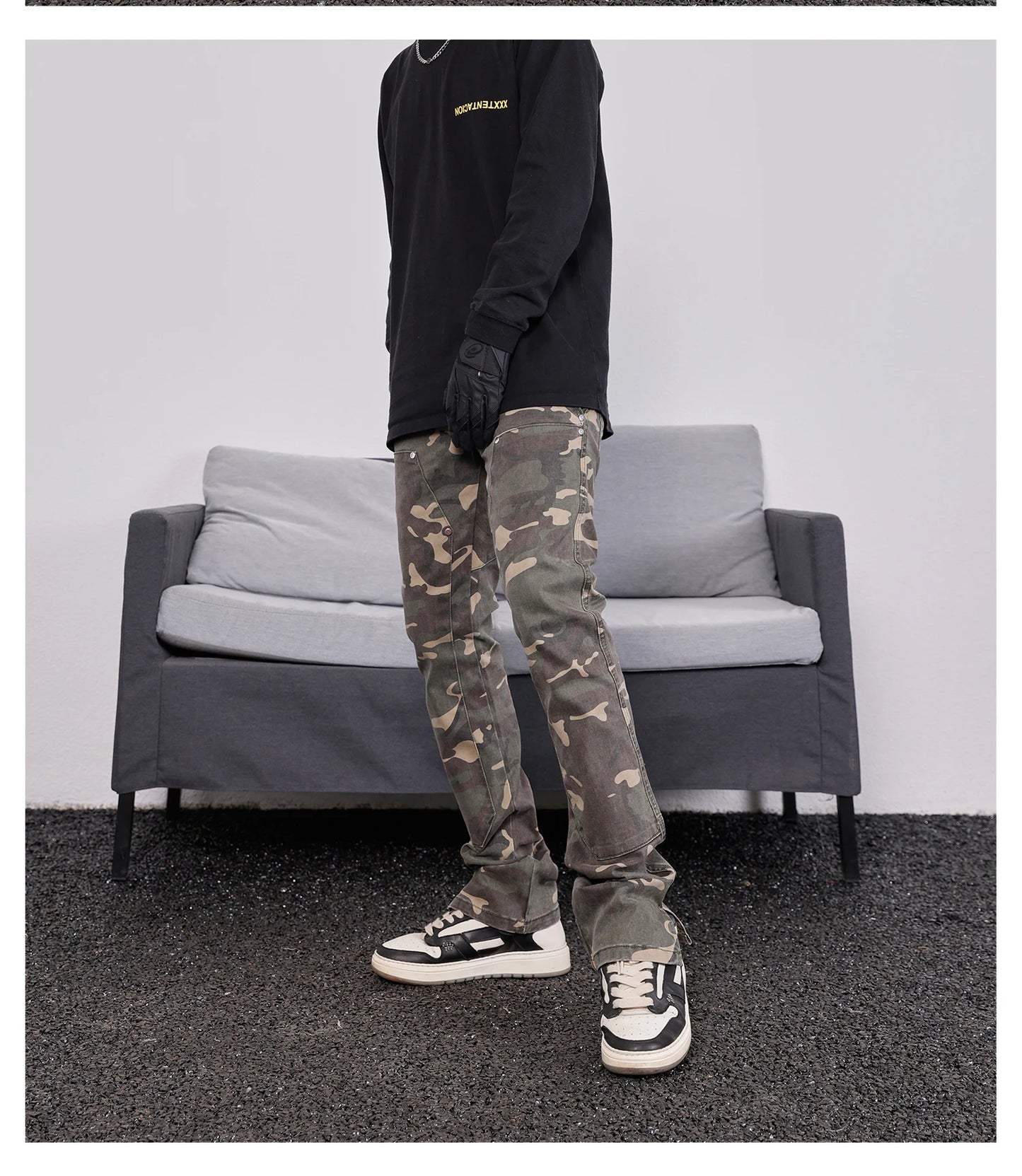 mens hip hop streetwear denim pants fashion camouflage pants 2023 harajuku cotton zipper joggers slim fit jeans trousers pants unique joggers style 1712
