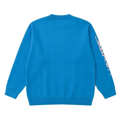 Mens Knitted Sweater Fashion Pixel Abstraction Human Face Pullovers Casual O-neck Unisex Harajuku Streetwear Loose Knit Jumpers Street King Limited