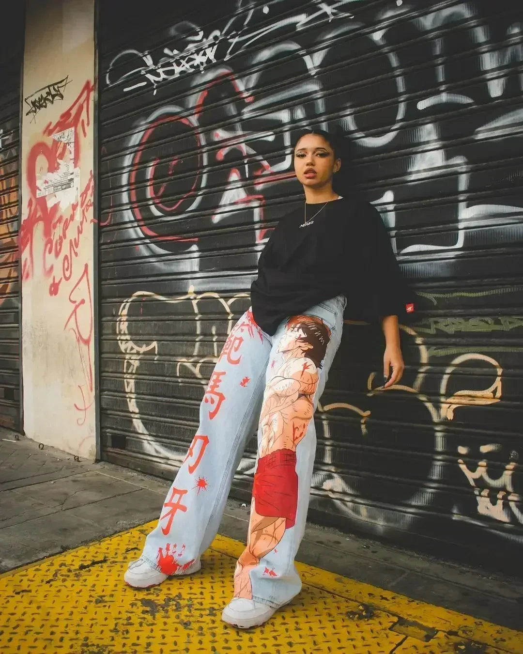 harajuku high street y2k baggy jeans punk popular print wide leg denim pants jeans streetwear trouser men clothing unique jeans style 1992