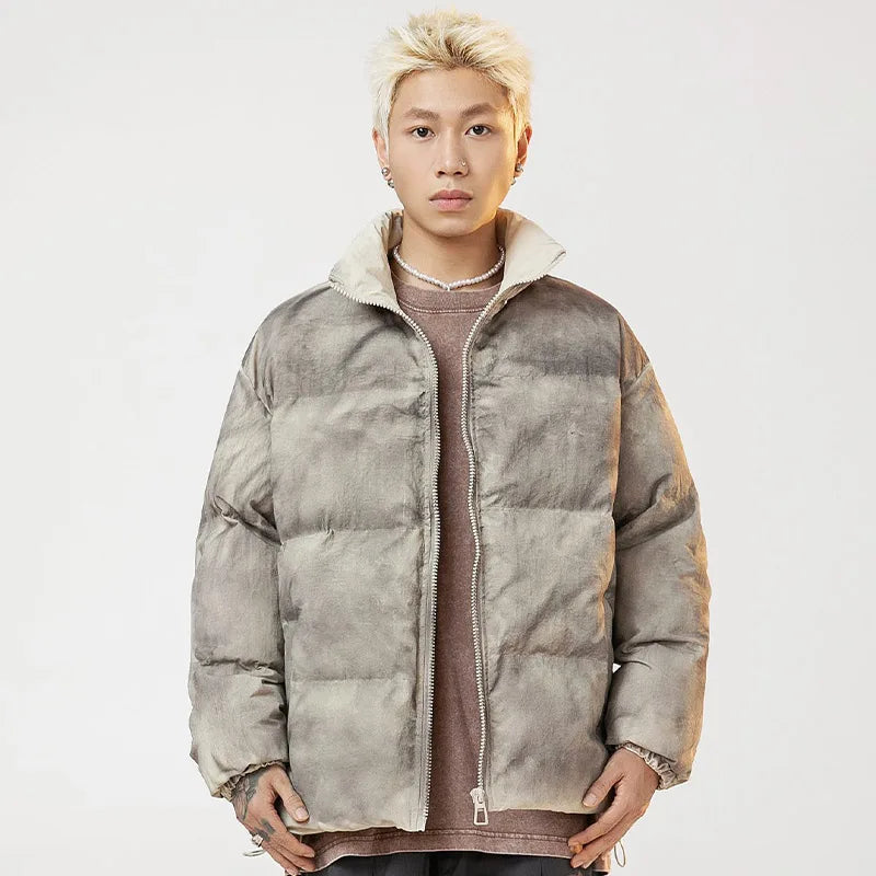 Men's Retro Parka Street Hip-Hop Harajuku Jacket Oversized Thickened Loose Down Jacket Couple Style Tie-Dye Parka Coats Street King Limited