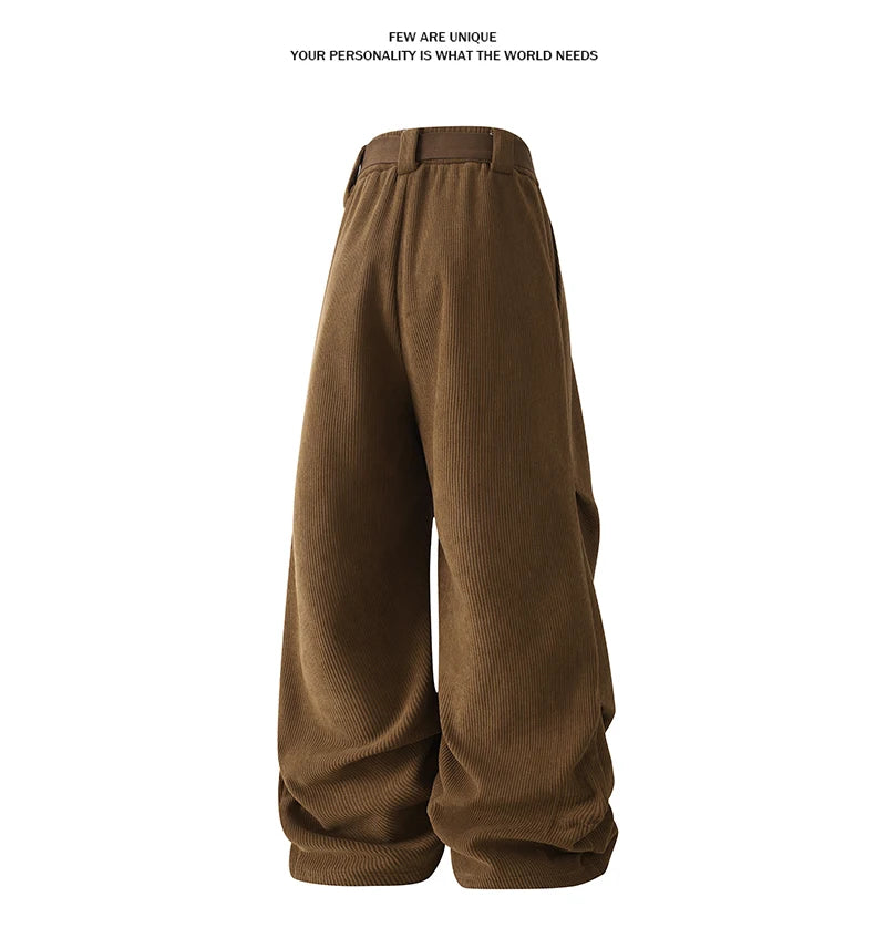 winter mens wide leg straight sweatpants korean fashion warm fleece track pants male casual thermal trousers with long belt unique joggers style 1081