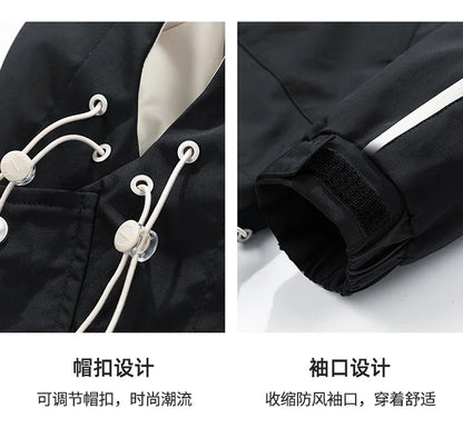 mens hooded jacket clashing colours jackets letter print jacket streetwear casual outdoor coats 2024 spring fall male clothing unique default style 5223