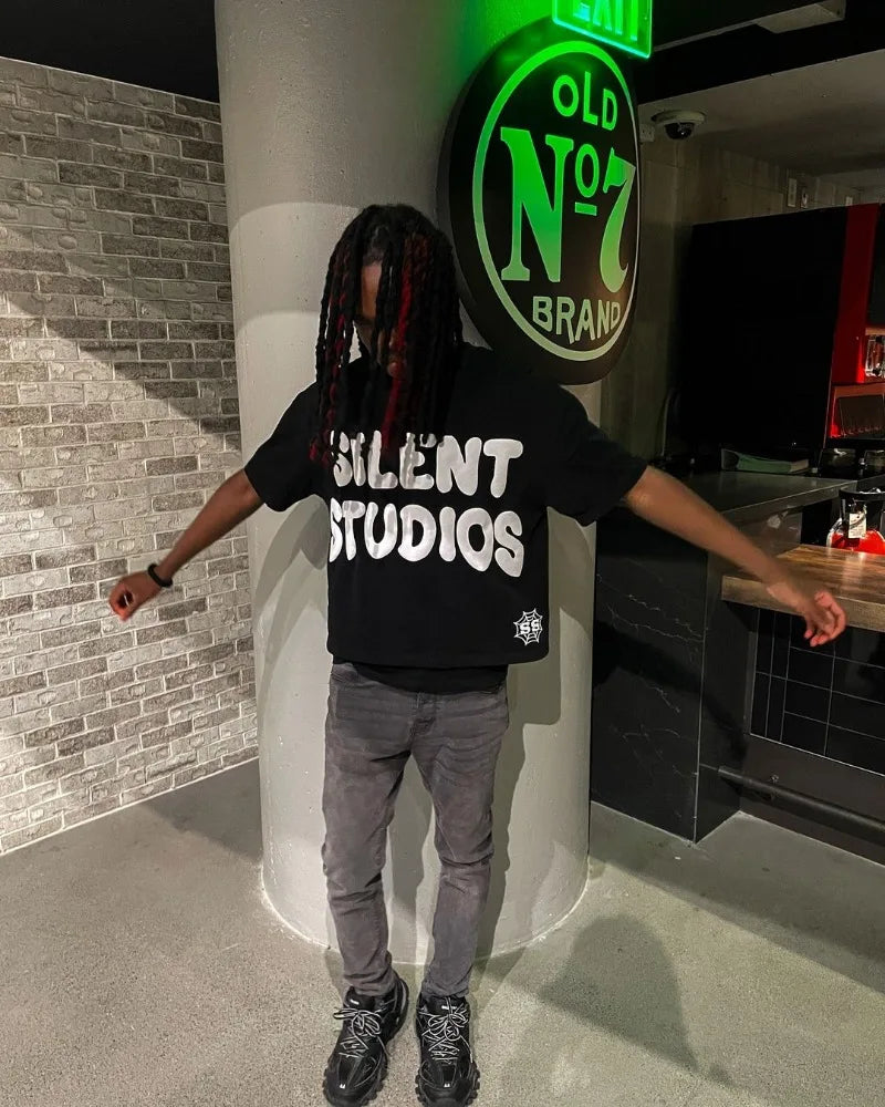 Trendy Brand Fashion Letters Cartoon Print Oversized Short-sleeved Men Y2k Harajuku Hip-hop Retro Loose Casual T-shirts Women Street King Limited