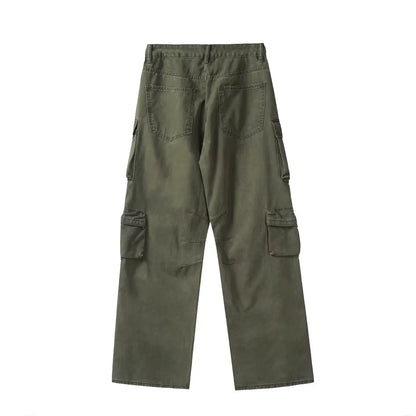 new multi pocket heavy industry washed cargo pants mens high rise loose y2k vintage streetwear oversized straight leg jeans unique cargo style 813