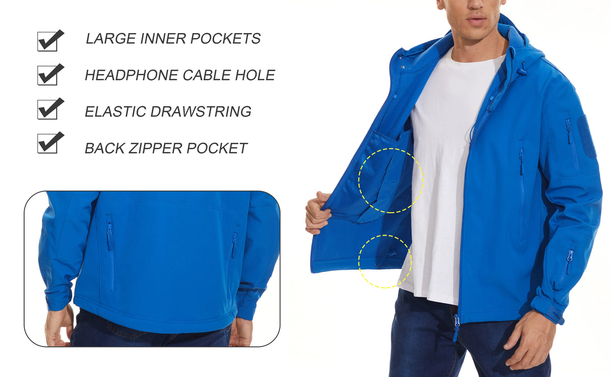 solid waterproof fleece lined jacket mens jacket softshell outwear coat windbreaker outdoor warm clothes with pockets unique default style 4505