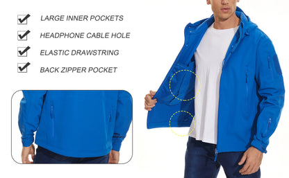 solid waterproof fleece lined jacket mens jacket softshell outwear coat windbreaker outdoor warm clothes with pockets unique default style 4505